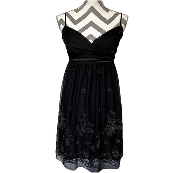 Y2K Black Lace Overlay Strappy Mini Dress M Party Sweatheart RomanticGoth Gothic - Picture 1 of 7